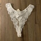 NWT Victoria's Secret VINTAGE SEXY NYLON LACE THONG Panties GOLD LABEL White Old