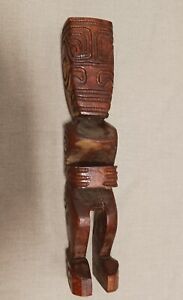 Carved Wooden 12 Inch Tiki Statue Hand Made Vintage