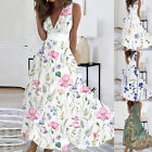 Womens Sleeveless V Neck Floral Maxi Dress Cocktail Evening Party Long Gown US