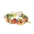 Women Girls Adjustable Rose Flower Crown Floral Crown Garland Wedding khaki