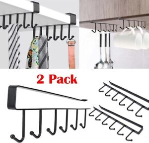 Under-Cabinet Hanger Rack (6 Hooks) Kitchen Cupboard Storage Cupboard Shelf Hook