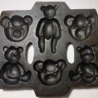 Cast Iron Candy Mold Chocolate Pan 6 Sections Teddy Bears Vintage
