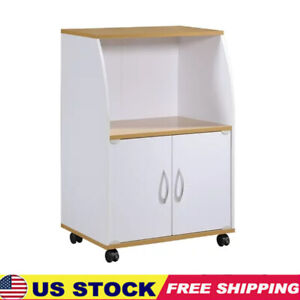 White Mini Microwave Cart Kitchen Islands Carts Portable Rolling Cabinet White