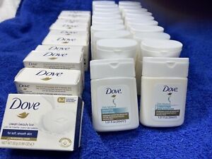 30 Pieces Dove Travel Soap, Shampoo, And Conditioner Bulk Wholesale Set Lot