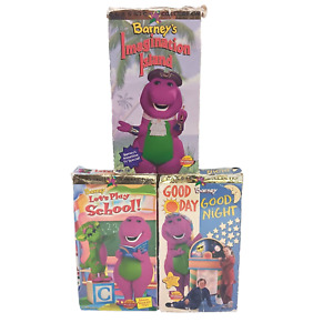 Lot of 3 Barney The Purple Dinosaur VHS Tapes Imagination Island Play School