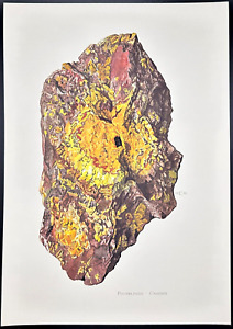 1969 Caspari vintage geology print - Pitchblende 2 mineral, gemstones, rocks