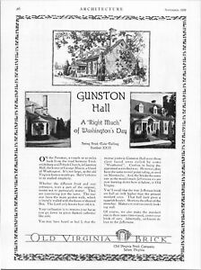 1929 Print Ad * Gunston Hall George Mason Neck VA Old Virginia Brick Co Salem
