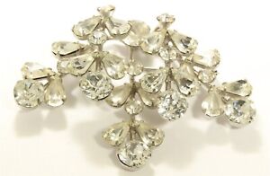 Vintage Weiss Ornate Crystal Rhinestone Floral Brooch Pin