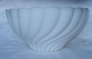 Vintage White Milk Glass Swirl Punch Bowl Mid Century Modern Hazel Atlas
