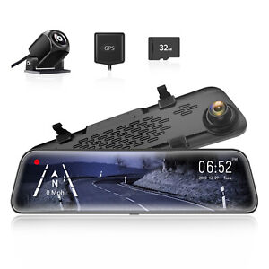 WOLFBOX G840S Front and Rear View Mirror Dash Cam 1080P 12