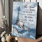 Lighthouse The Lord Is My Rock Canvas Poster Wall Art - Gift For God Lover