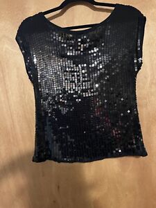 Bebe Sequin Top Black Size Small