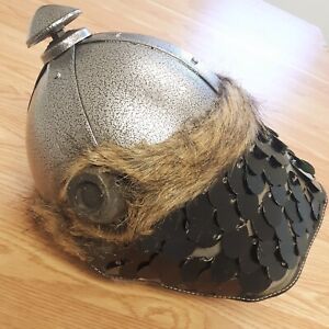 Barbarian Helmet Heavy 18-Guage Metal Construction Horsehair Trim Display Stand