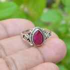 Handmade Indian Ruby Ring Solid 925 Silver Jewelry Statement Ring All size AP539
