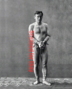 Circa 1900 Harry Houdini Standing in Chains Magic 8x10 Photo + FREE SHIPPING