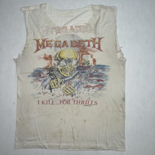 Megadeth Shirt I Kill For Thrills 1988 Vintage Heavily Distressed Speed Metal