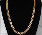Real Solid 24K Gold Open Curb 7mm Chain Necklace GL Lifetime Warranty Any Size