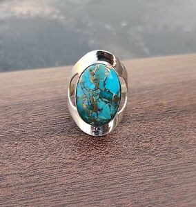 Blue Copper Turquoise Gemstone Ring 925 Sterling Silver Jewelry All Size MO2251