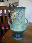 Vintage Roseville Pottery Freesia Vase #123-9 Tropical Green Perfect Condition