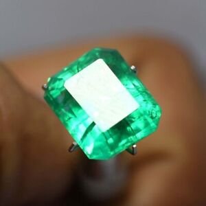 Natural EMERALD Green 8.00 Ct CERTIFIED Loose Gemstone Emerald Shape