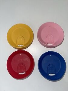 Lot of 4 Replacement Tervis Tumbler LIDS Yellow Pink Red Blue  - all 10 oz