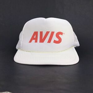 AVIS (Car Rental Co) White Trucker Hat Polymesh Cap Snapback Mens Size Poly