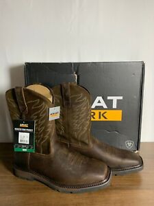 Ariat Groundbreaker 10020059 Mens Brown Wide Square Toe Work Boots Size 12 EE