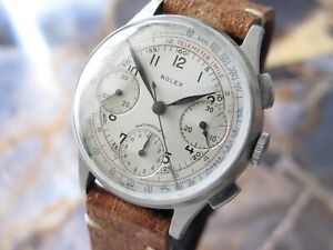 ROLEX VINTAGE 40s WATCH CHRONOGRAPH REF 3335 STAINLESS STEEL ANTIMAGNETIC RARE