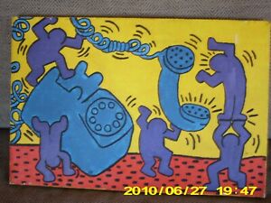 Keith Haring Style Painting on Canvas