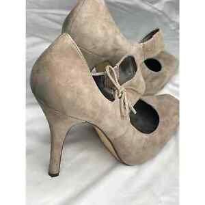Guess Marciano Womens Shoes Suede Heels Sz 9 Taupe Beige Square Toe