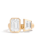 Gold Diamond Womens Ring GLI IGI Lab Created Emerald Cut 2.75 Ct 18K Yellow Band