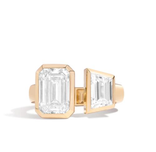 Womens Diamond Gold Ring GLI IGI Lab Created Emerald Cut 2.75 Ct 14K Yellow Band