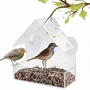 Clear Window Bird Feeder for Outside Bird House with 3 Suction Cup Window Mount