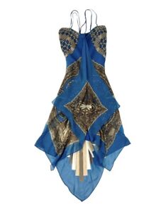 BCBG Max Azria 100% Silk Handkerchief Paisley Y2K Dress 0 💙