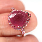11 X 12 mm. PEAR CUT RED RUBY & PINK SAPPHIRE RING 925 SILVER