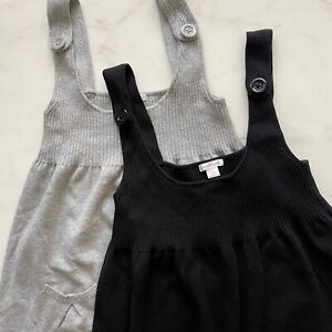 Vintage Y2K Xhilaration Dress Lot - 2x Bib Babydoll Bundle Gray & Black M/L