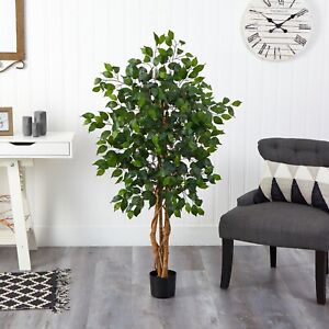 4’ Ficus Artificial Tree with Natural Trunks  Home Decor. Retail $89
