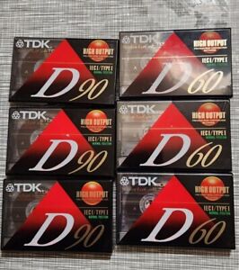 New ListingTDK D90 D60 Blank Audio Cassette Tapes Lot 6 IECI Type 1 New Sealed 3 Of Each