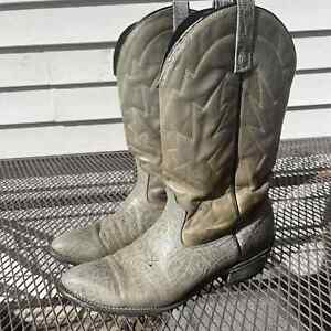 Vintage Mason Cowboy Boots 10.5 D Mens Western Leather Gray Rodeo Chippewa Falls