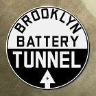 New York Brooklyn Battery Tunnel Red Hook highway marker road sign 1950 12x12
