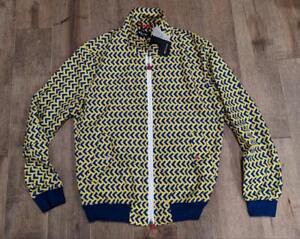 $1195 Mens KITON Arrow-Print Zip Up Track Jacket Yellow/Blue 50 US Large