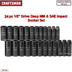CRAFTSMAN 24 PC 1/2 DRIVE DEEP IMPACT SOCKET SET - 12 SAE - 12 MM