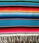 Authentic Large Fringed Mexican Blanket Sarape Serape Wall Hanging 60x82
