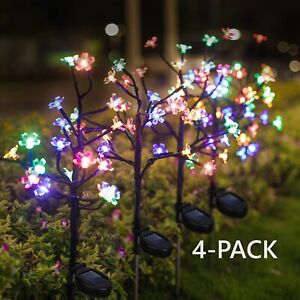 4-Pack Solar Outdoor Yard LED Flowers Lights Decorative Colored Solar Garden