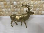VTG 70s Solid Brass Buck Deer Reindeer Statue Figurine