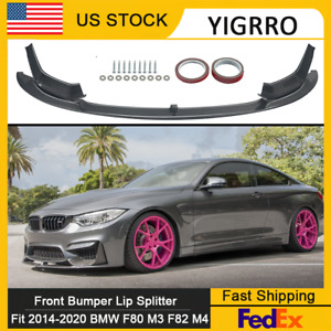 Front Bumper Lip Spoiler Splitter For BMW M3 F80 M4 F82 F83 2015-20 Carbon Look (For: 2018 BMW)