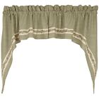 New Country  Cottage SAGE GREEN GINGHAM CHECK WILDFLOWER CAFE SWAGS Curtains