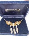 Montana Silversmith Necklace Bib choker Gold Feathers 16