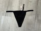 Victoria’s Secret Sexy Black V-String Thong Panties Size M Silky Solid Front NWT
