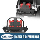 Hooke Road Rear Bumper w/Oil Drum +Spare Tire Carrier for 07-18 Jeep Wrangler JK (For: Jeep)